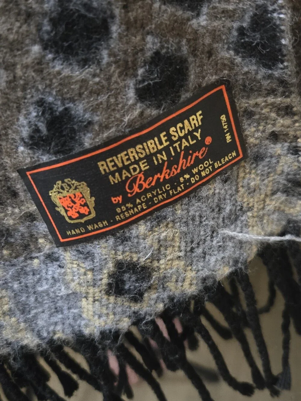 Vintage Berkshire Reversible Scarf Made in Italy